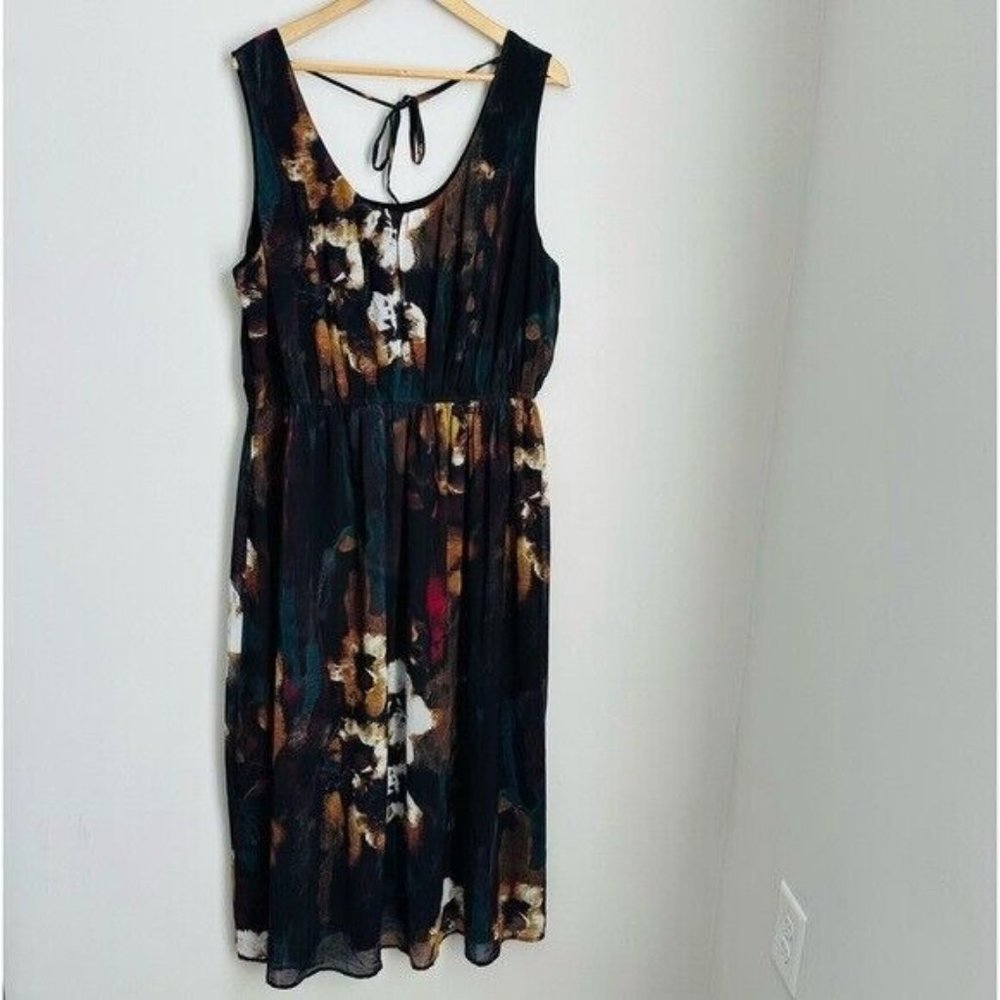 Monroe & Main Brown Orange Turquoise Skin Tie Maxi Dress Summer Cruise SZ 2X - Picture 1 of 9